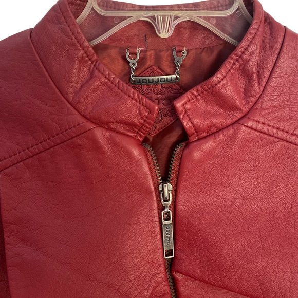 Jou Jou Faux Leather Burgundy Lined Zipper Front Closure - Picture 4 of 13